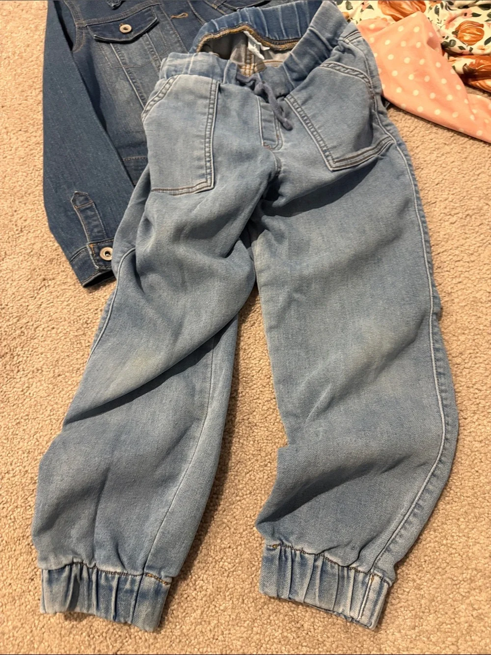 Fall Outfit Blue Denim Jacket with Pumpkin-Print Bodysuit & Jeans - Picture 8 of 8